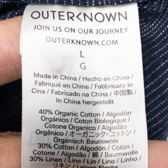 Outerknown Navy Striped Casual Button Down Shirt - Picture 5 of 9